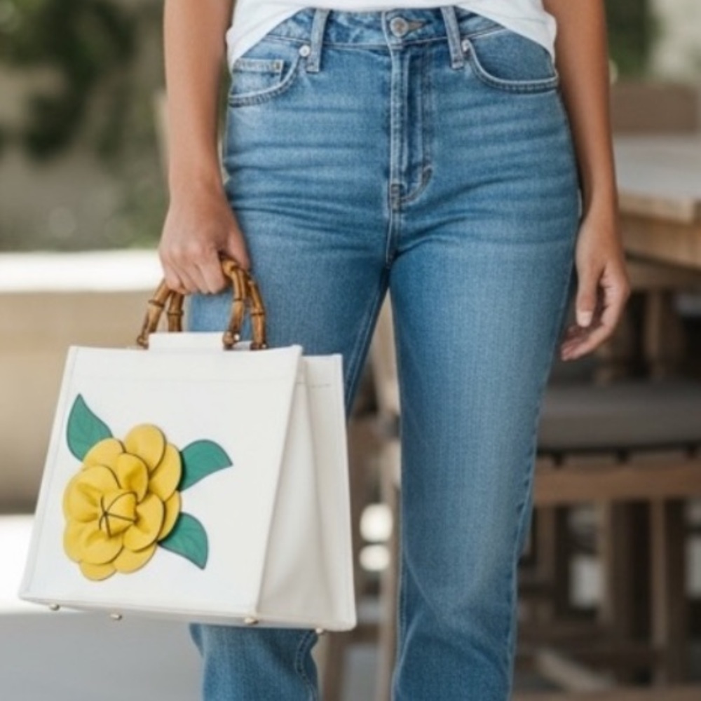 White and Yellow Floral Tote